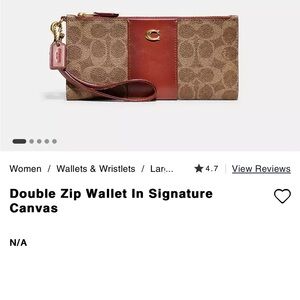 Coach Brown and Red Double Zip Wallet
